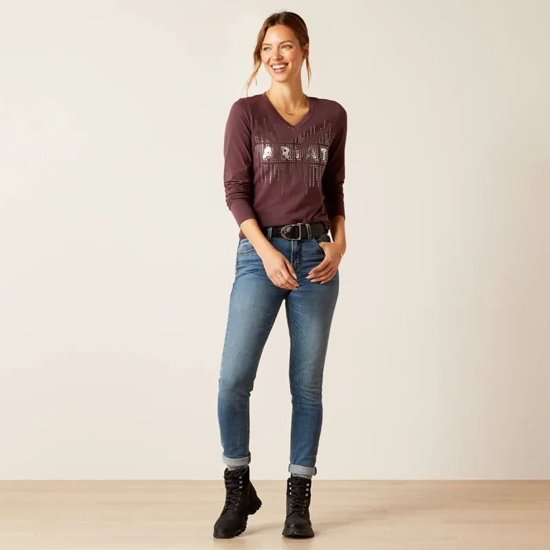 Ariat Women's Glitz Long Sleeve T-Shirt - Huckleberry-3